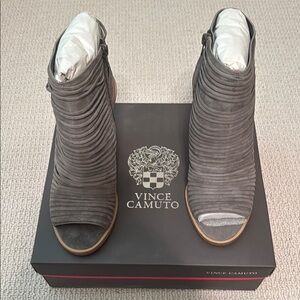 Vince Camuto “Feteena” Gray Suded Ankle Booties-Brand new in original packaging